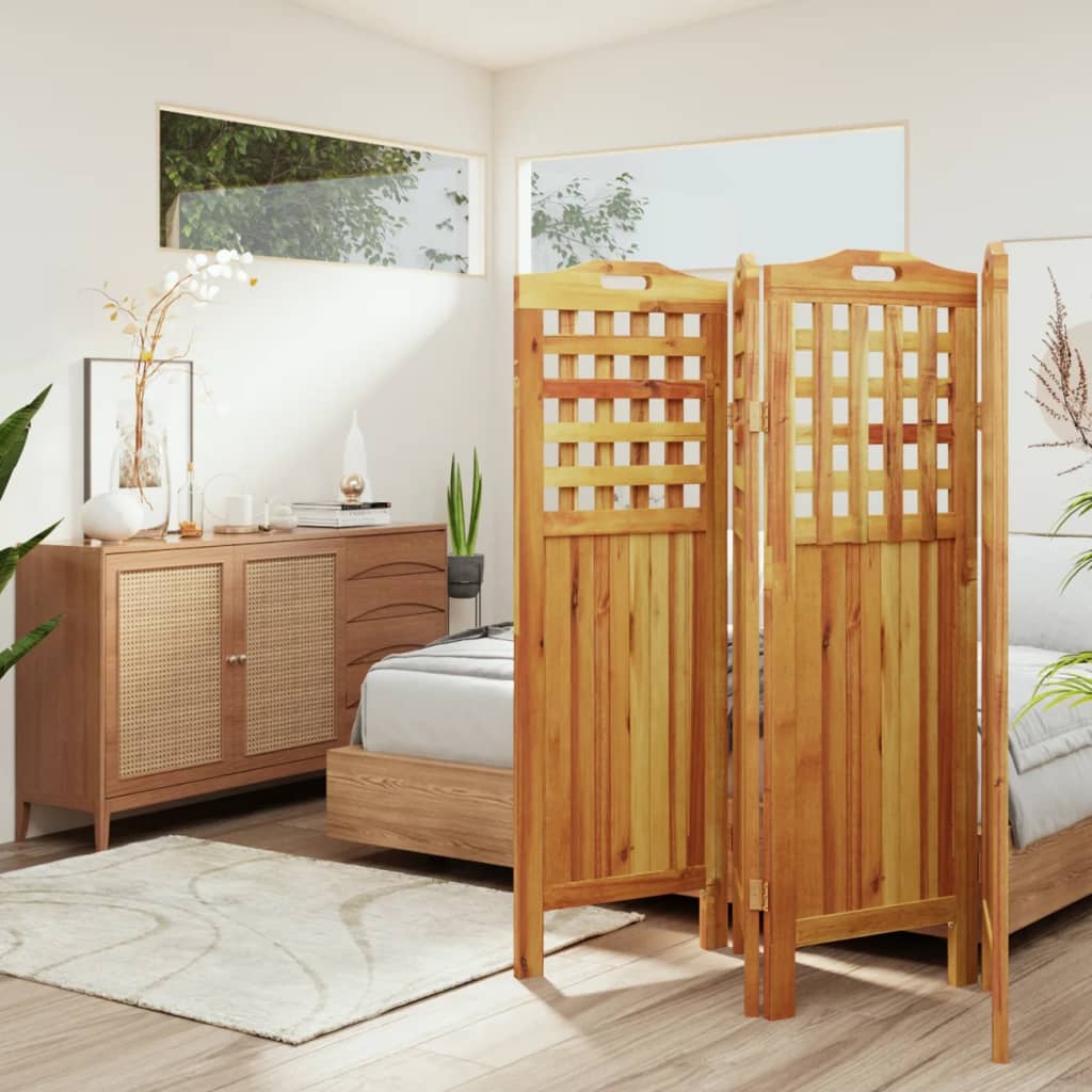 4-Panel Room Divider 162x2x115 cm Solid Wood Acacia - Sid & Sam