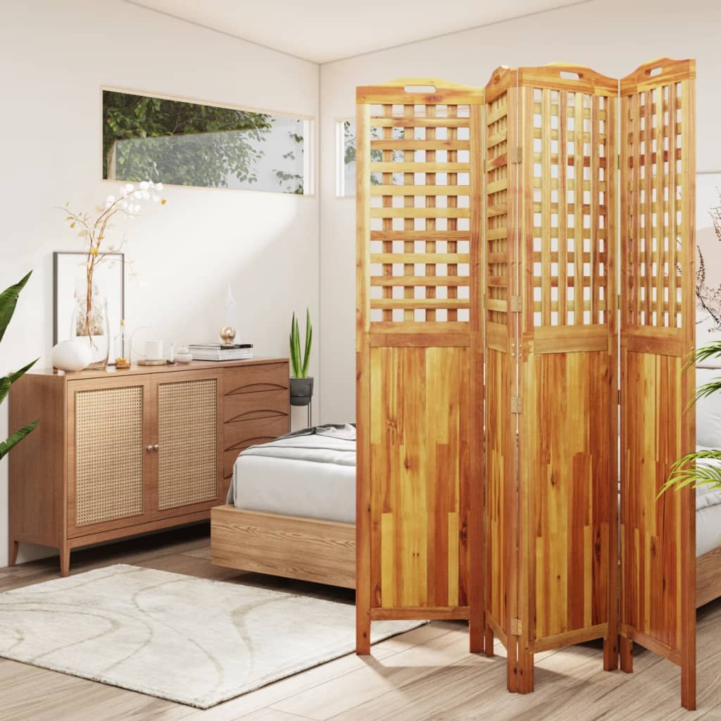 4-Panel Room Divider 162x2x180 cm Solid Wood Acacia - Tyrell & Tyrell