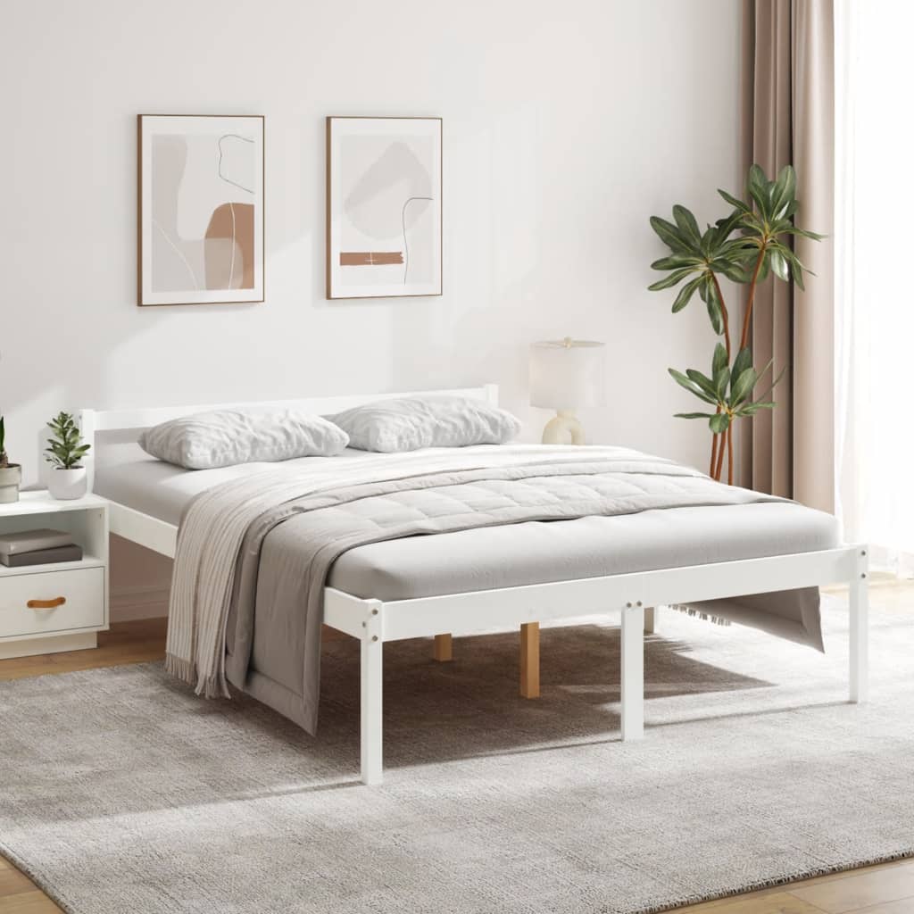 Bed Frame White 160x200 cm Solid Wood Pine - The Home Maker
