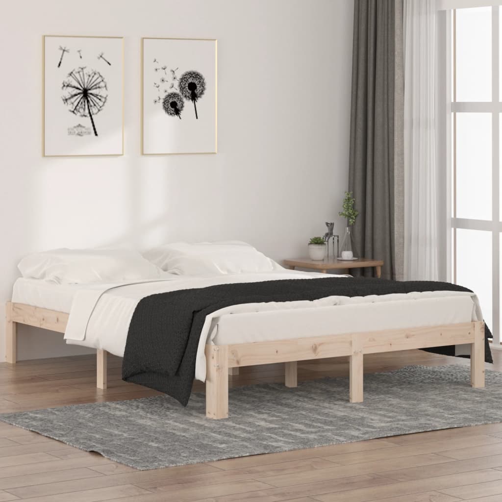 Bed Frame Solid Wood Pine 140x190 cm - All Things Good