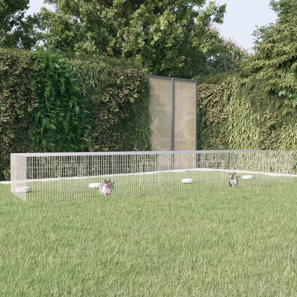 4-Panel Rabbit Cage 433x109x54 cm Galvanised Iron - Decor Base