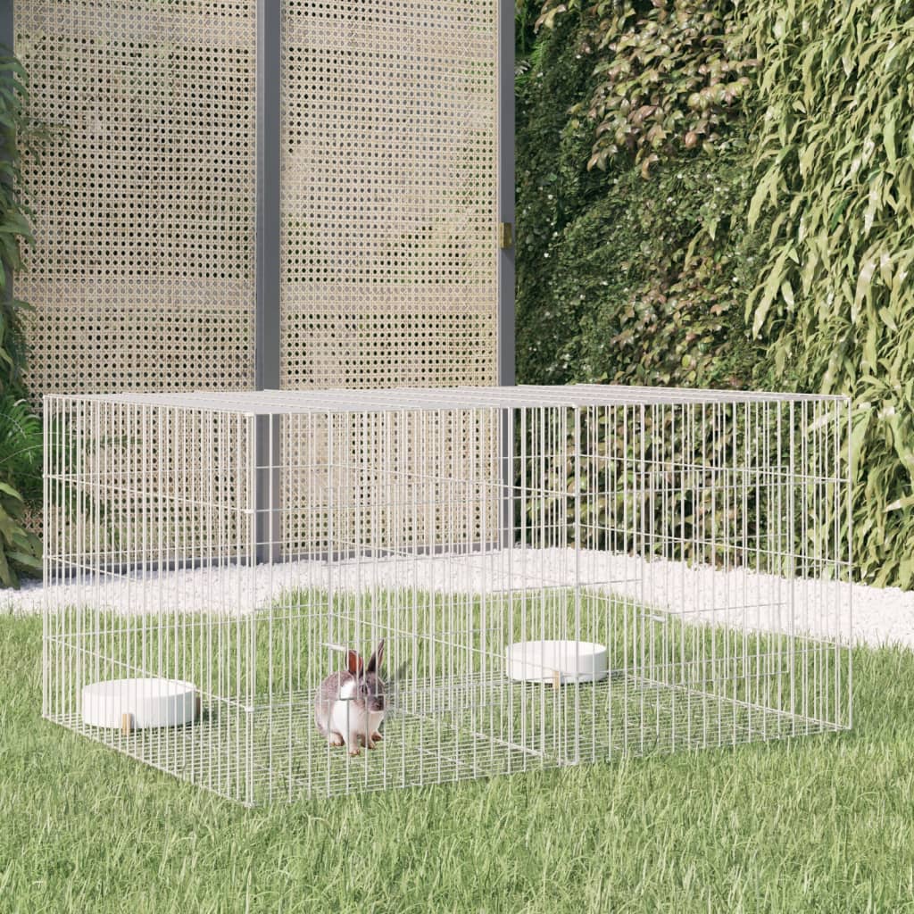 2-Panel Rabbit Cage 110x79x54 cm Galvanised Iron - R and M Furniture