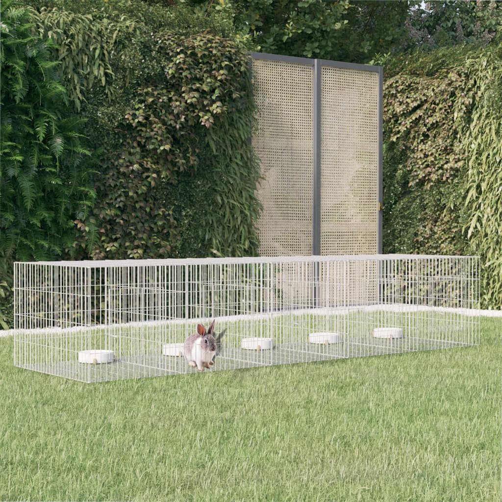 5-Panel Rabbit Cage 273x79x54 cm Galvanised Iron - Brittle & Co