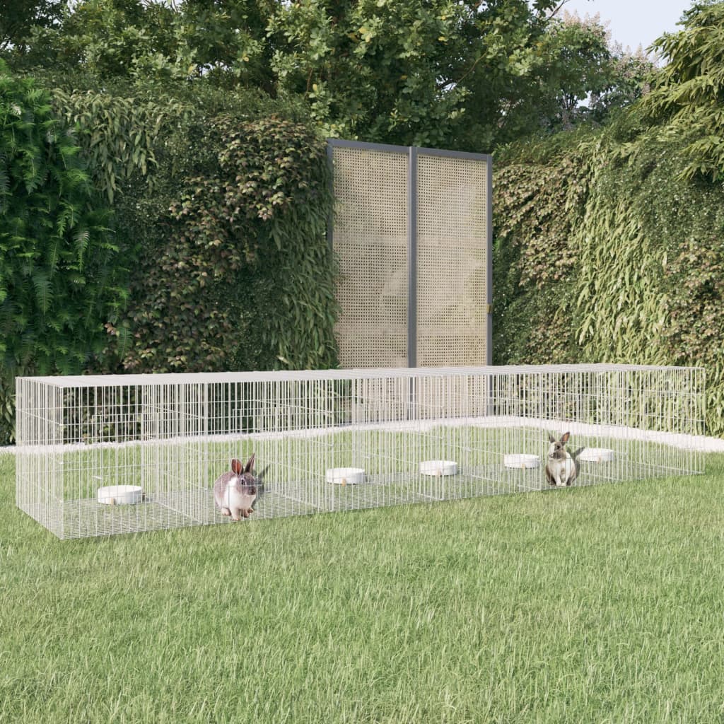 6-Panel Rabbit Cage 327x79x54 cm Galvanised Iron - Unbeatable Bargains
