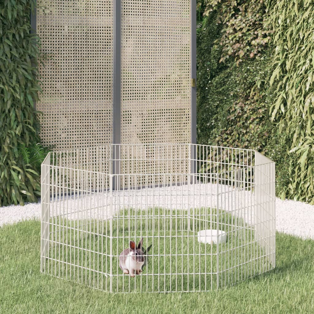 8-Panel Rabbit Cage 54x60 cm Galvanised Iron - Casper Homes