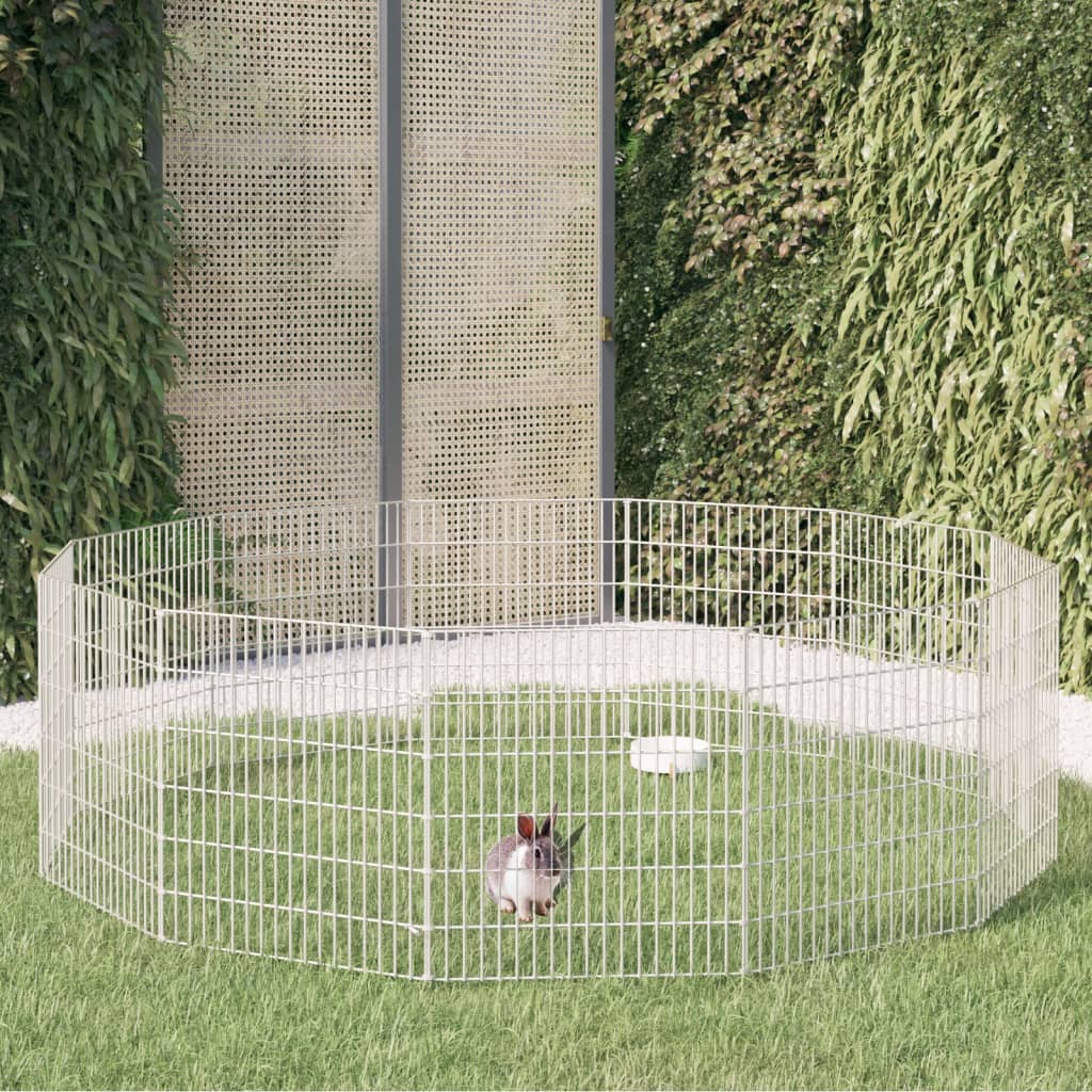 12-Panel Rabbit Cage 54x60 cm Galvanised Iron - Design Hut