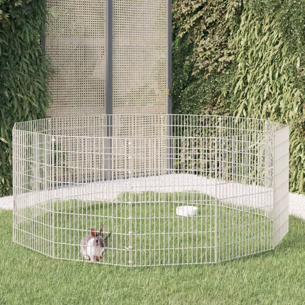 12-Panel Rabbit Cage 54x80 cm Galvanised Iron - Direct Imports