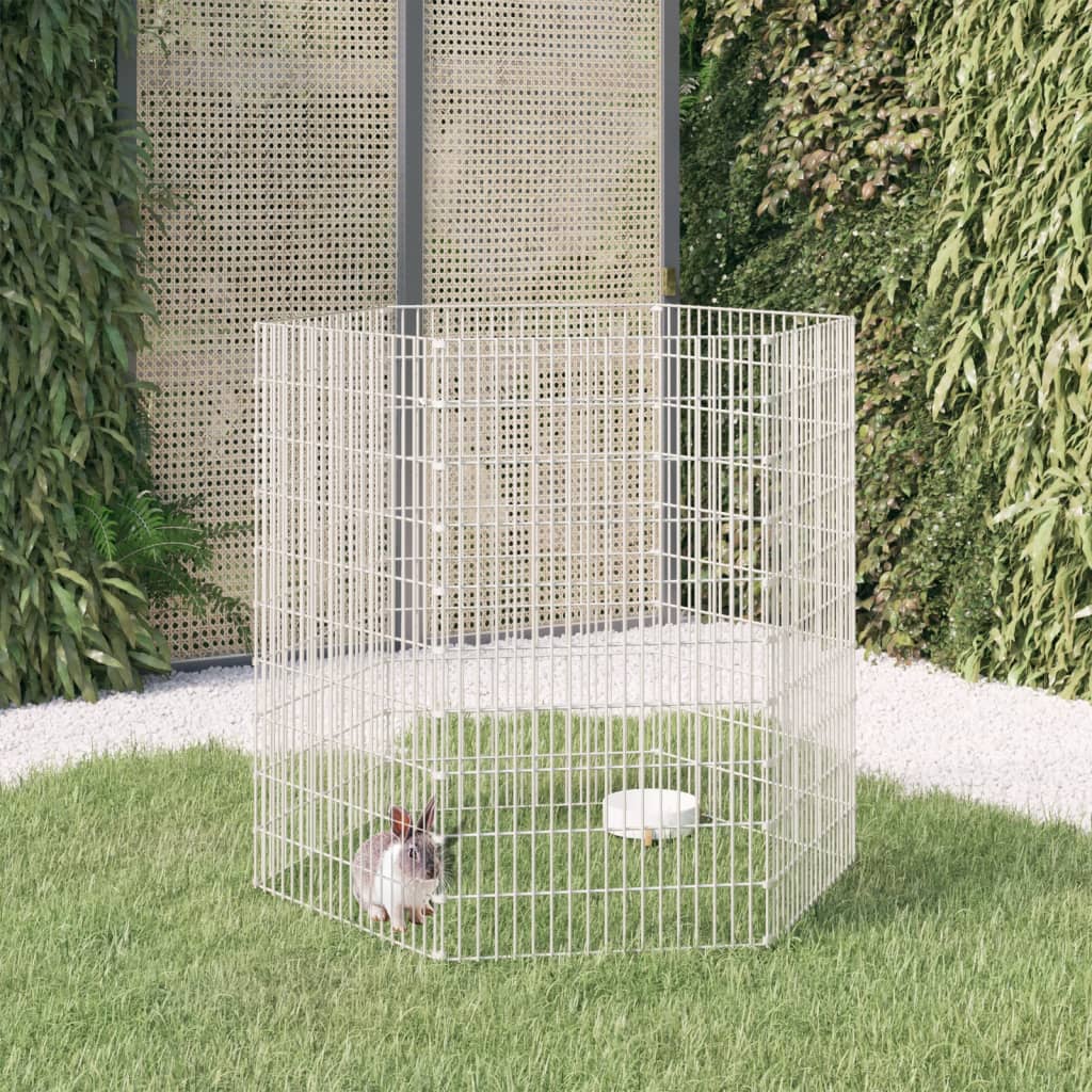 6-Panel Rabbit Cage 54x100 cm Galvanised Iron - Design Hut