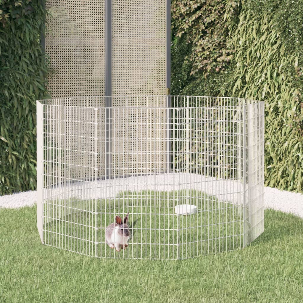 10-Panel Rabbit Cage 54x100 cm Galvanised Iron - Design Hut