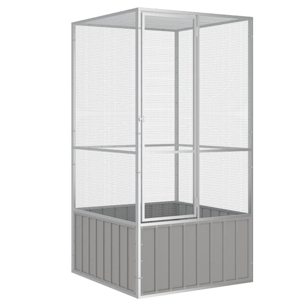 Bird Cage Grey 111x107x211.5 cm Galvanised Steel - Unbeatable Bargains