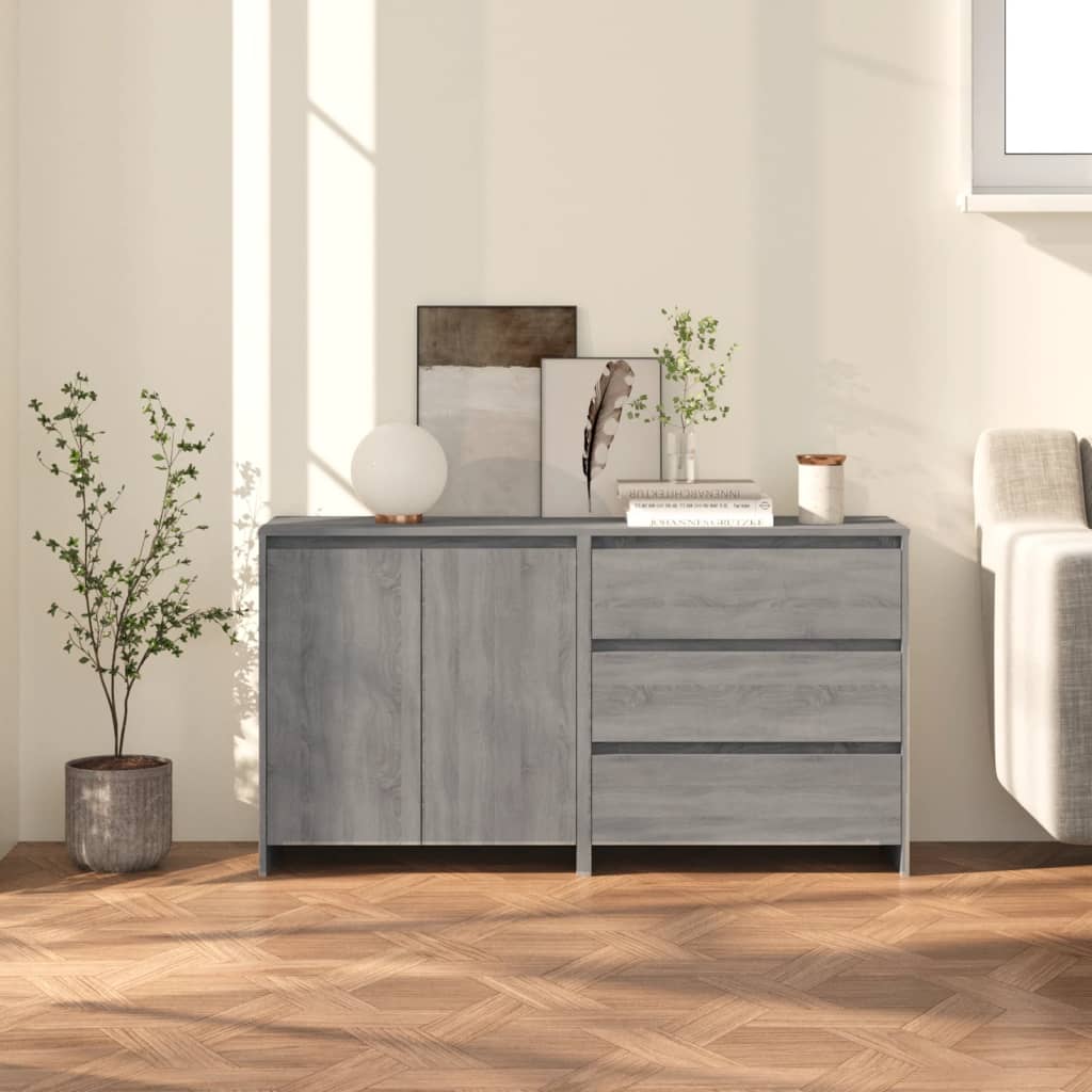 2 Piece Sideboard Grey Sonoma Engineered Wood - Merlin Deals