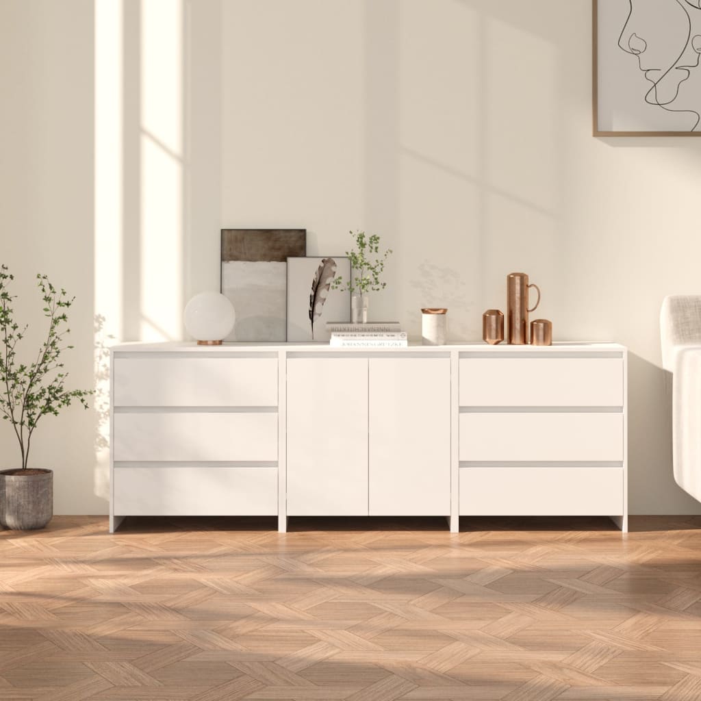 3 Piece Sideboard White Engineered Wood - Casper Homes