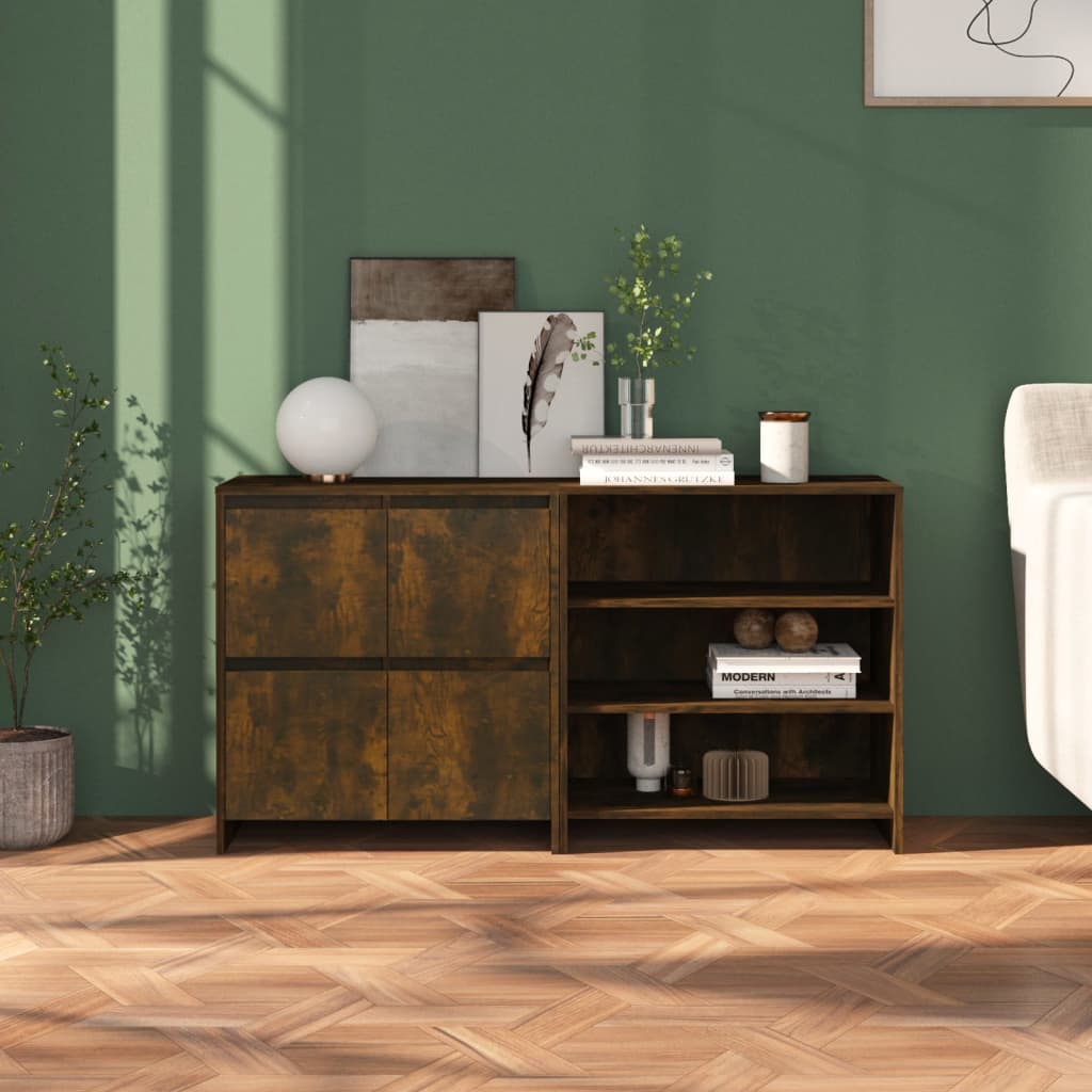 2 Piece Sideboard Smoked Oak Engineered Wood - Style and Chic
