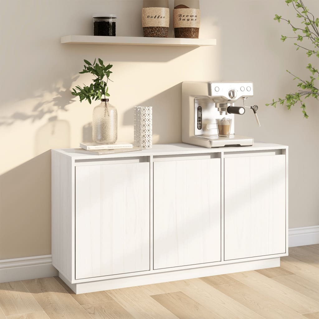 Sideboard White 111x34x60 cm Solid Wood Pine - Brittle & Co