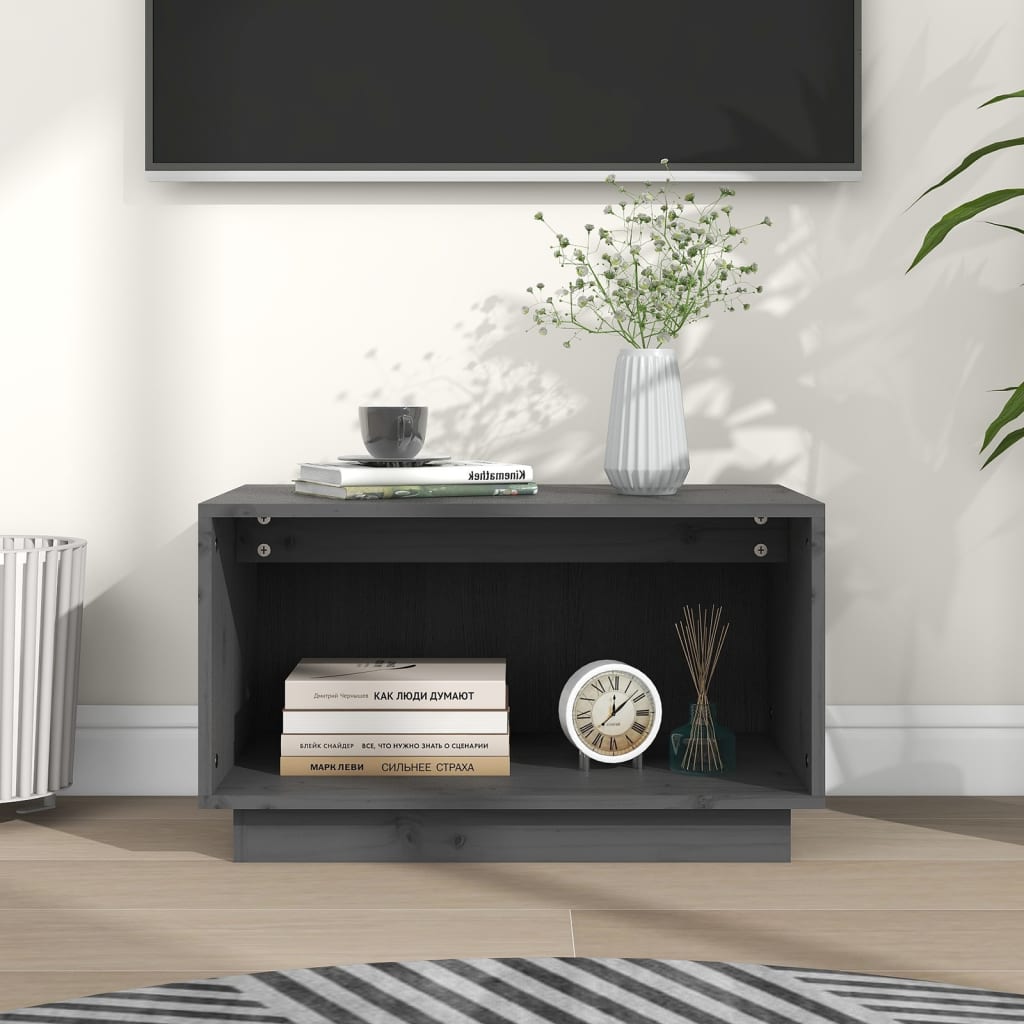 TV Cabinet Grey 60x35x35 cm Solid Wood Pine - Sid & Sam