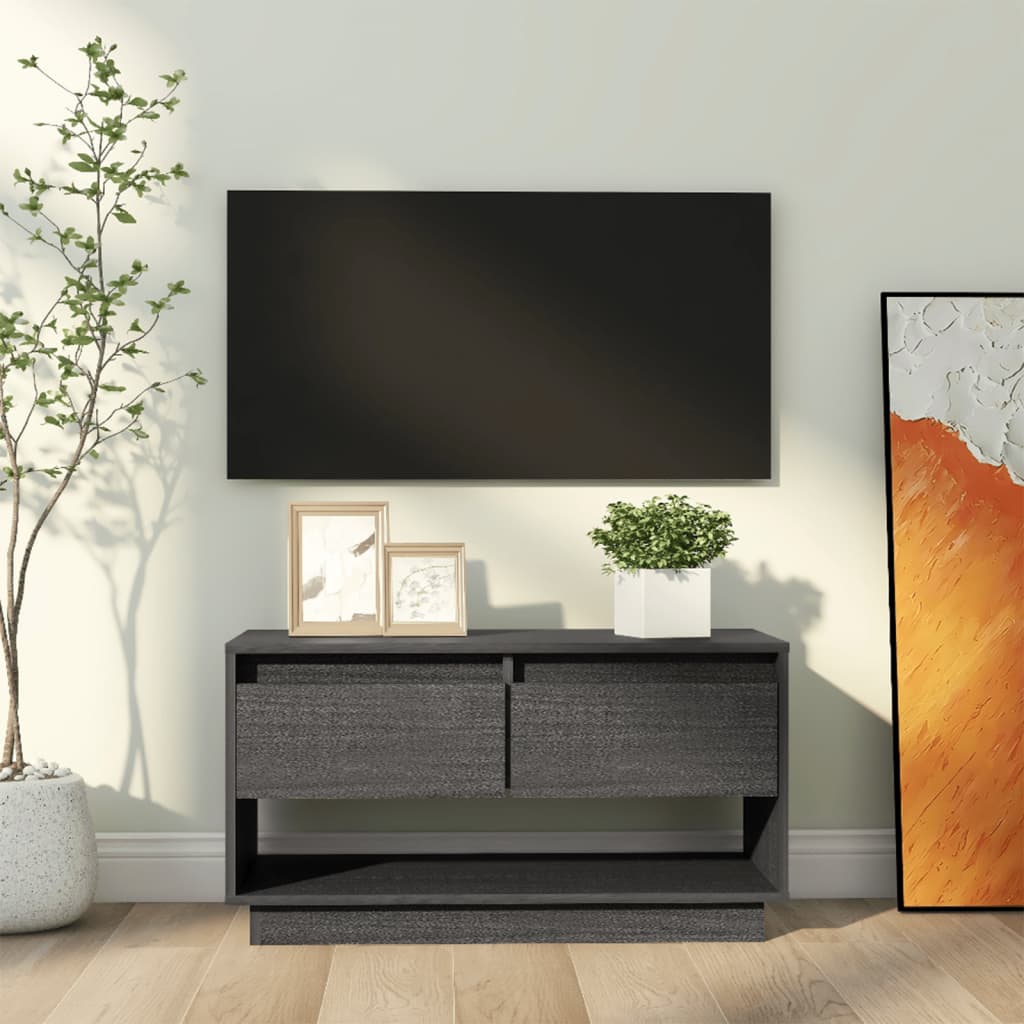 TV Cabinet Grey 74x34x40 cm Solid Wood Pine - Discount Dealers