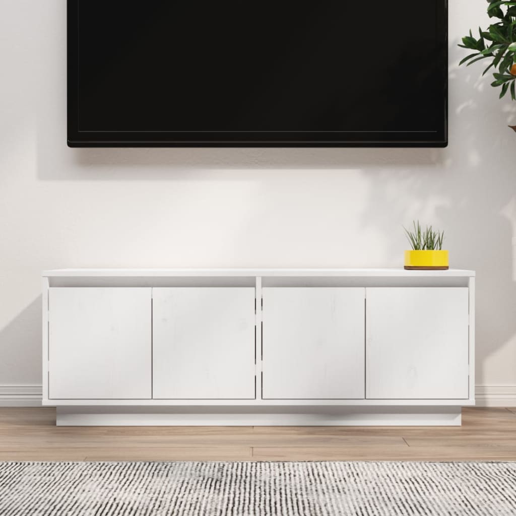 TV Cabinet White 110x34x40 cm Solid Wood Pine - Tyrell & Tyrell
