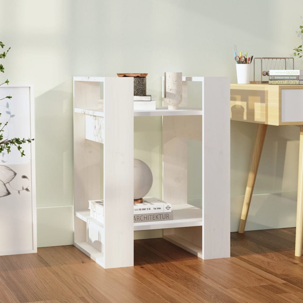 Book Cabinet/Room Divider White 41x35x57 cm Solid Wood Pine - Design Hut