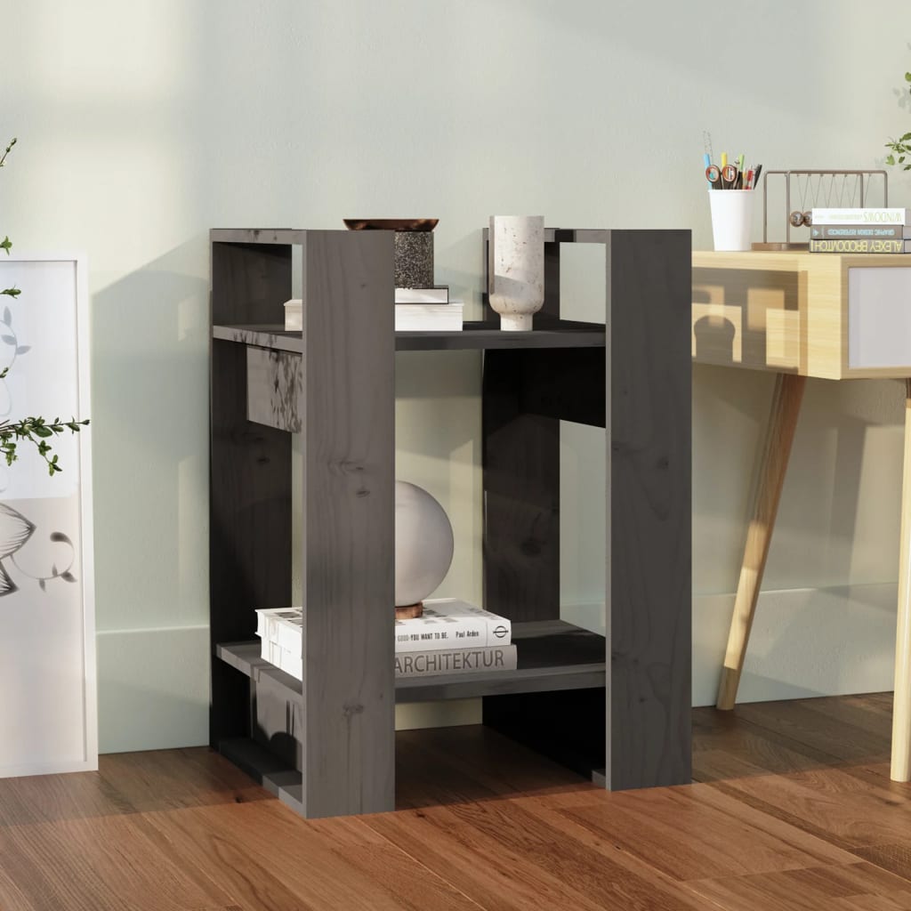 Book Cabinet/Room Divider Grey 41x35x57 cm Solid Wood Pine - Direct Imports
