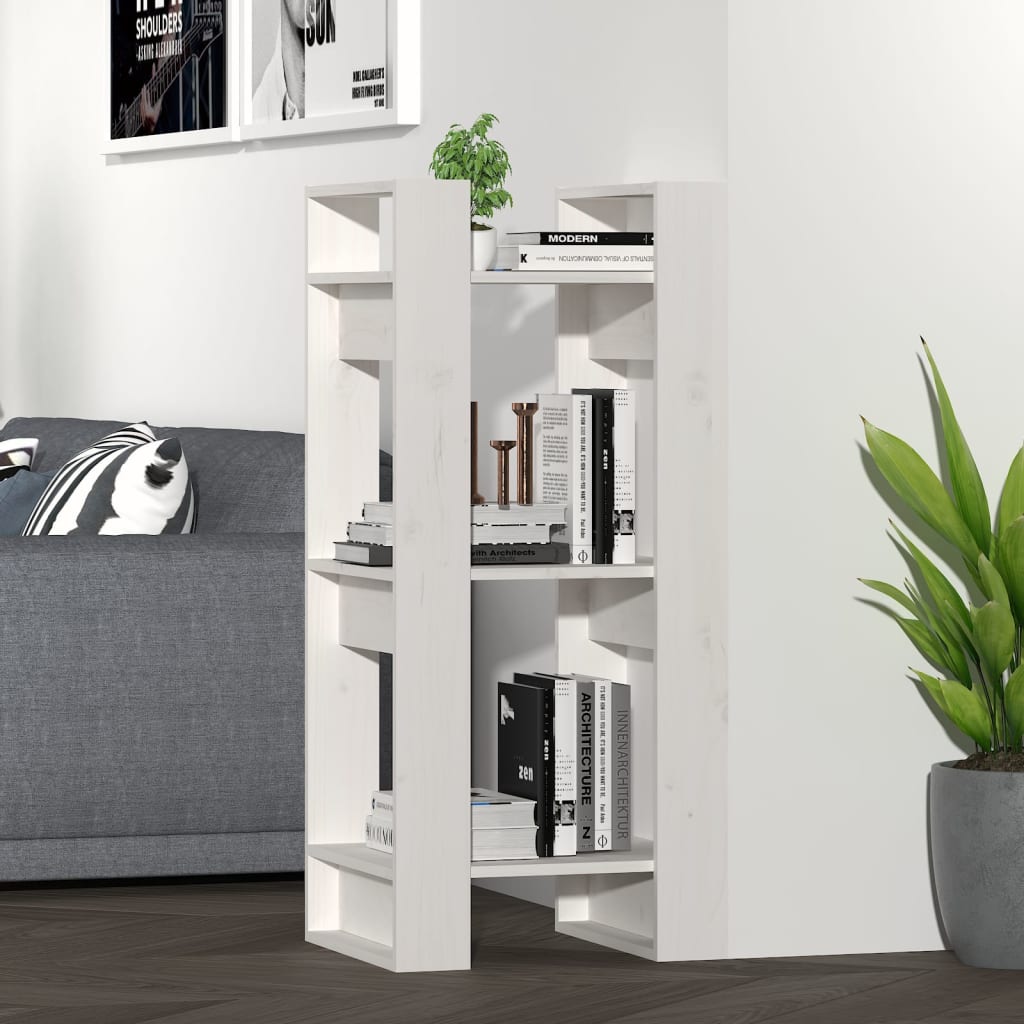 Book Cabinet/Room Divider White 41x35x91 cm Solid Wood Pine - Design Hut