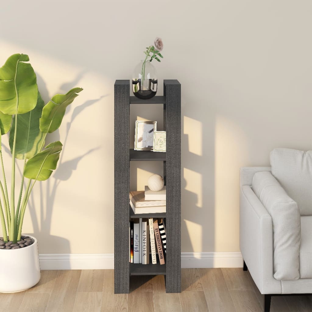 Book Cabinet/Room Divider Grey 41x35x125 cm Solid Wood Pine - Sid & Sam