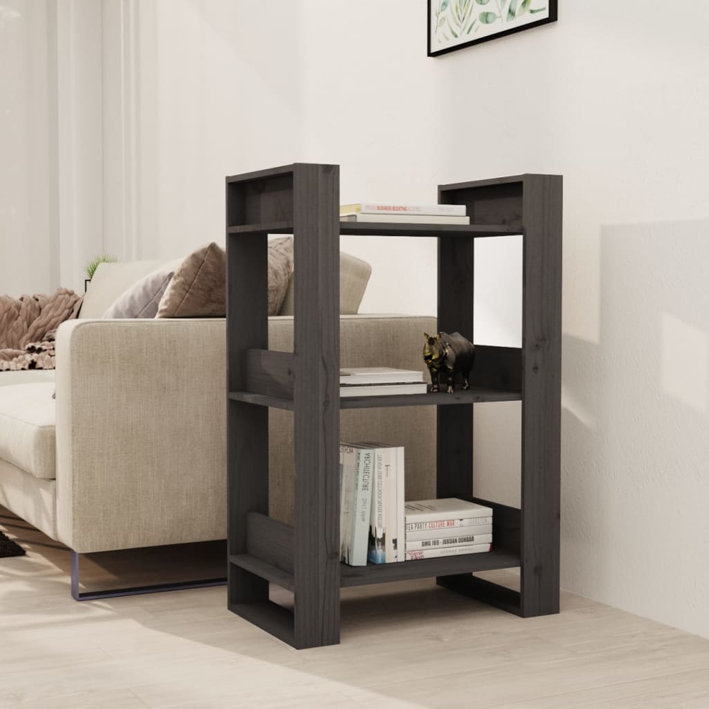 Book Cabinet/Room Divider Grey 60x35x91 cm Solid Wood Pine - Design Hut