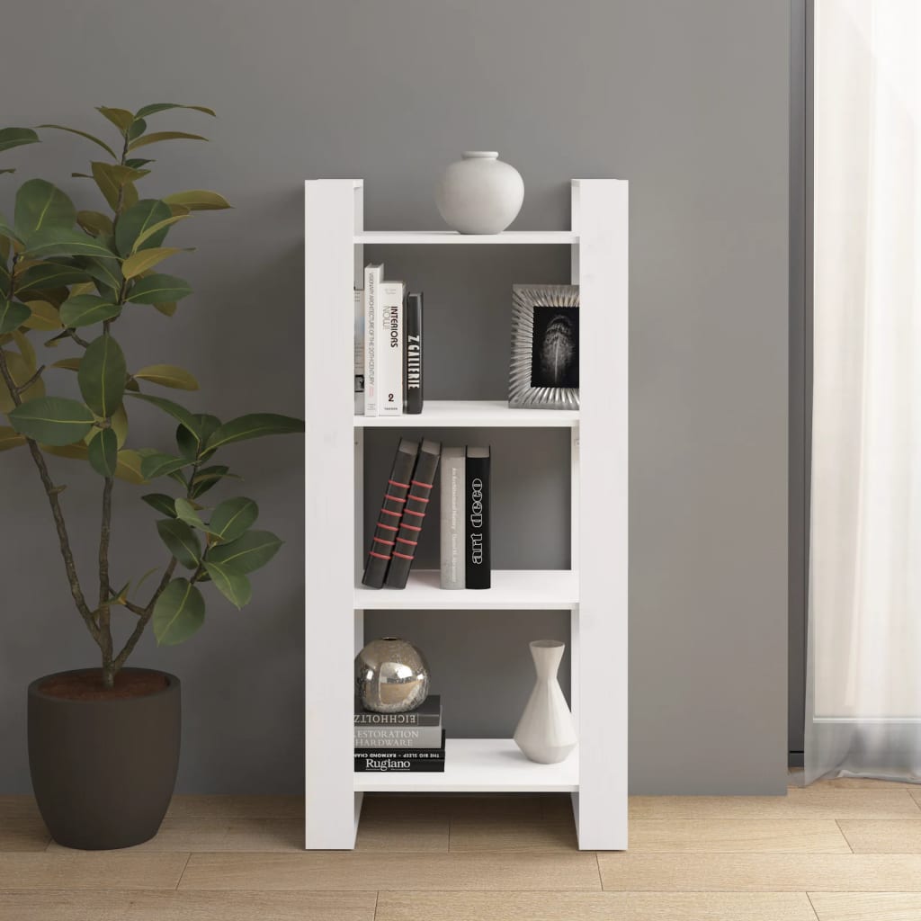 Book Cabinet/Room Divider White 60x35x125 cm Solid Wood - Unbeatable Bargains