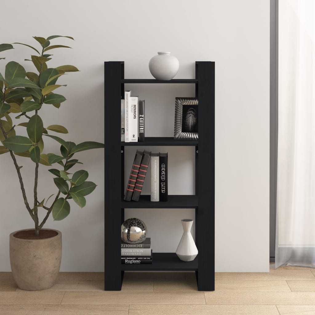 Book Cabinet/Room Divider Black 60x35x125 cm Solid Wood - Design Hut