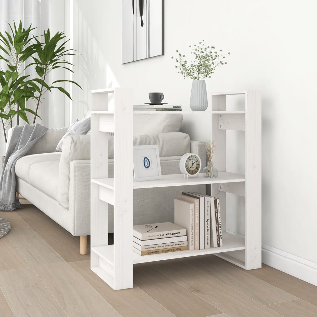 Book Cabinet/Room Divider White 80x35x91 cm Solid Wood Pine - Discount Dealers
