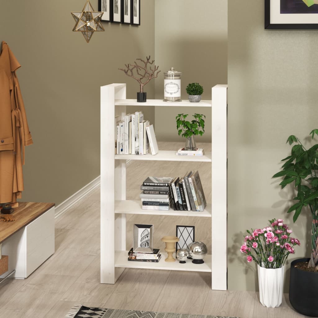 Book Cabinet/Room Divider White 80x35x125 cm Solid Wood Pine - All Things Good
