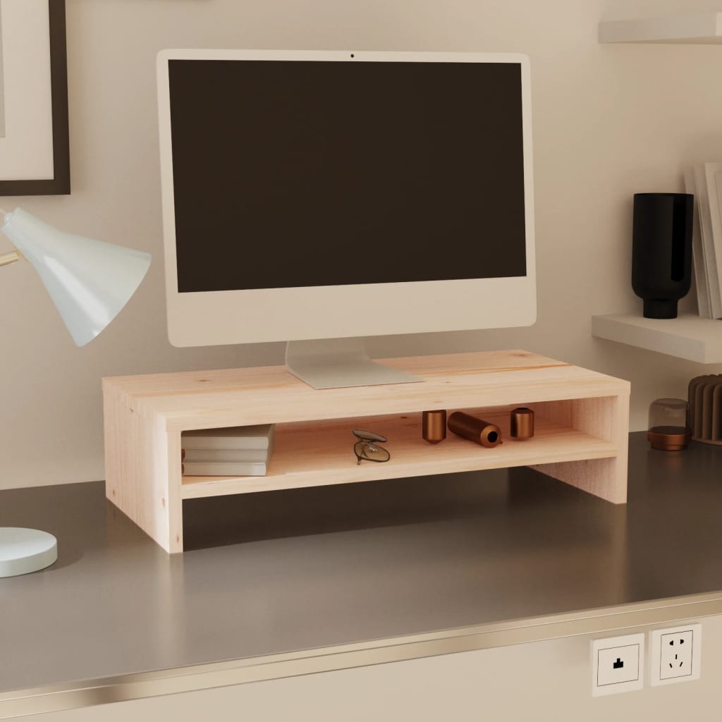 Monitor Stand 50x24x13 cm Solid Wood Pine - Merlin Deals