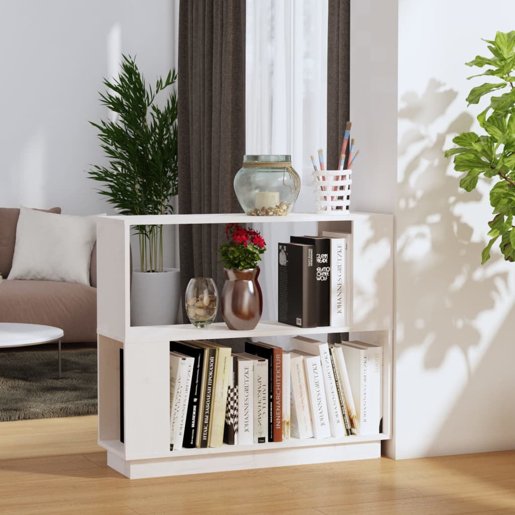 Book Cabinet/Room Divider White 80x25x70 cm Solid Wood Pine - Discount Dealers
