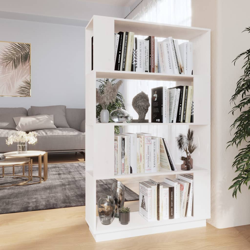 Book Cabinet/Room Divider White 80x25x132 cm Solid Wood Pine - Unbeatable Bargains