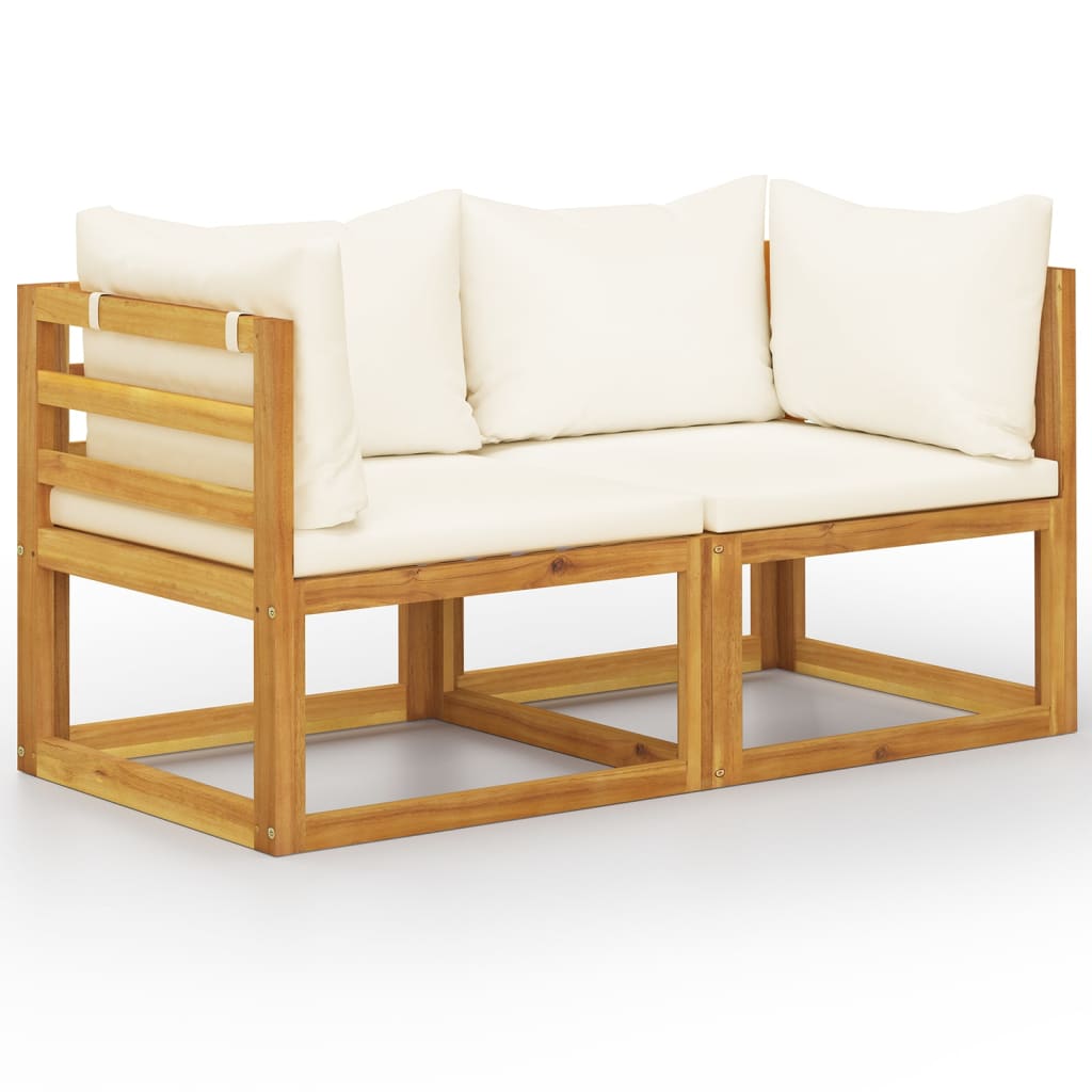 2-seater Garden Bench with Cream White Cushions (UK/IE/FI/NO only) - Style and Chic