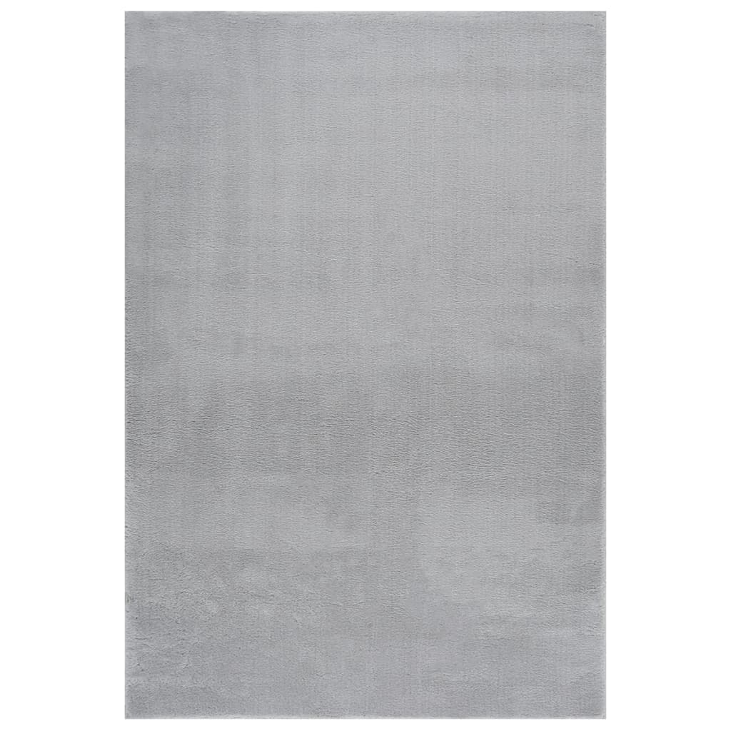 Washable Rug Soft Shaggy 160x230 cm Anti Slip Grey - Decor Base