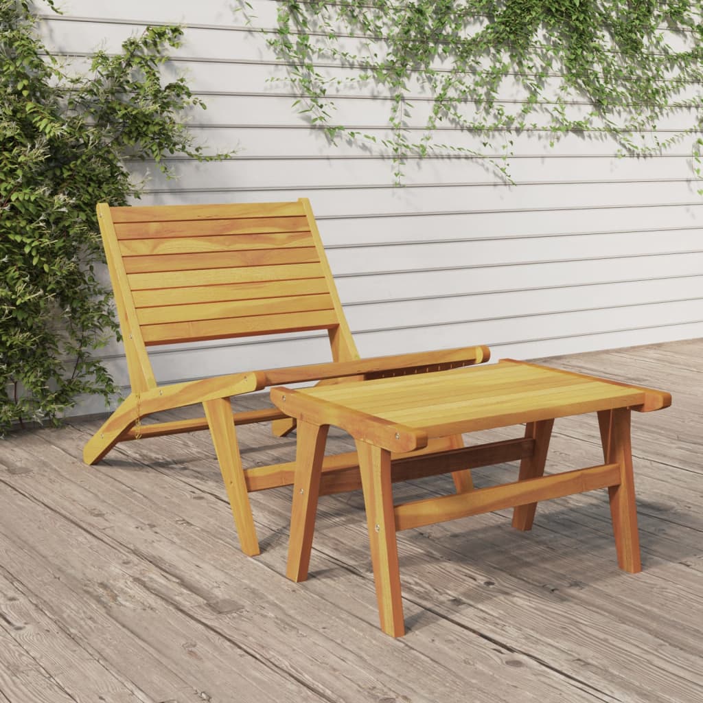 Garden Chair with Footrest Solid Wood Teak - Style and Chic
