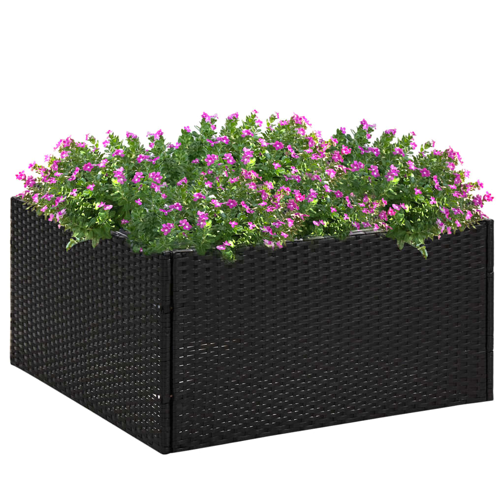 Garden Planter Black 80x80x40 cm Poly Rattan - The Home Maker