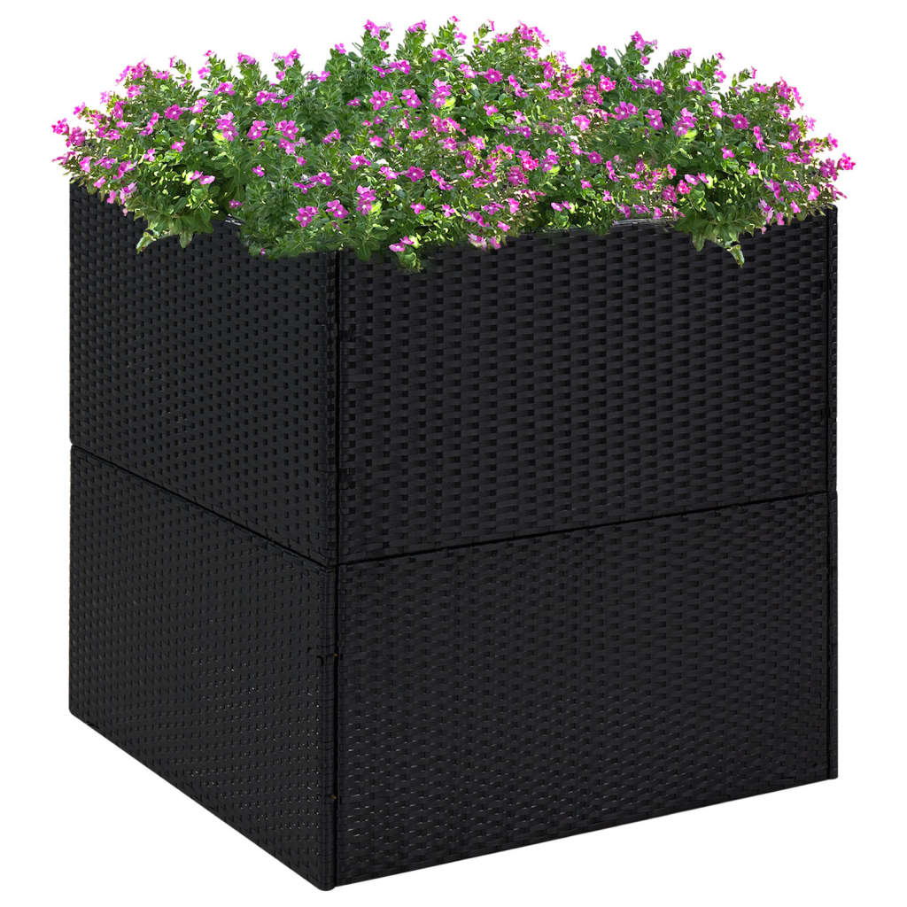 Garden Planter Black 80x80x80 cm Poly Rattan - The Home Maker