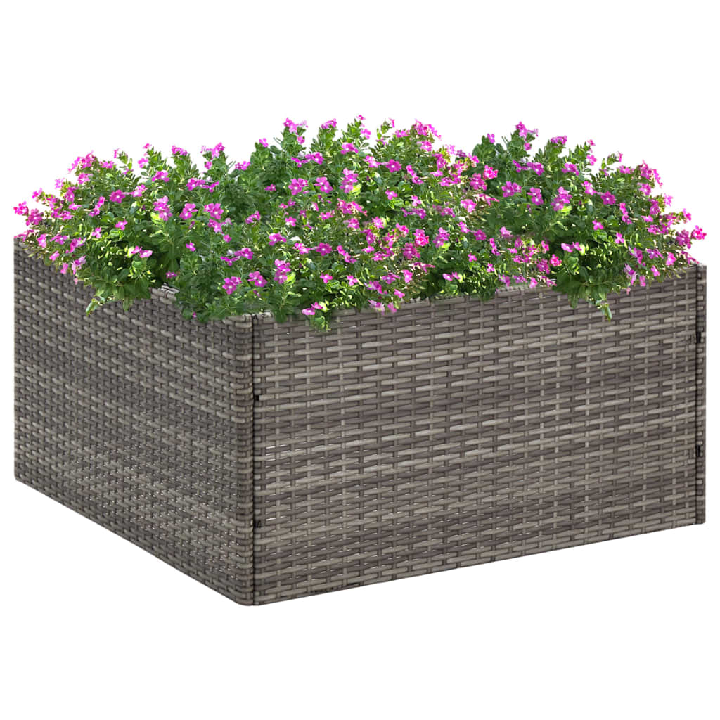 Garden Planter Grey 80x80x40 cm Poly Rattan - All Things Good