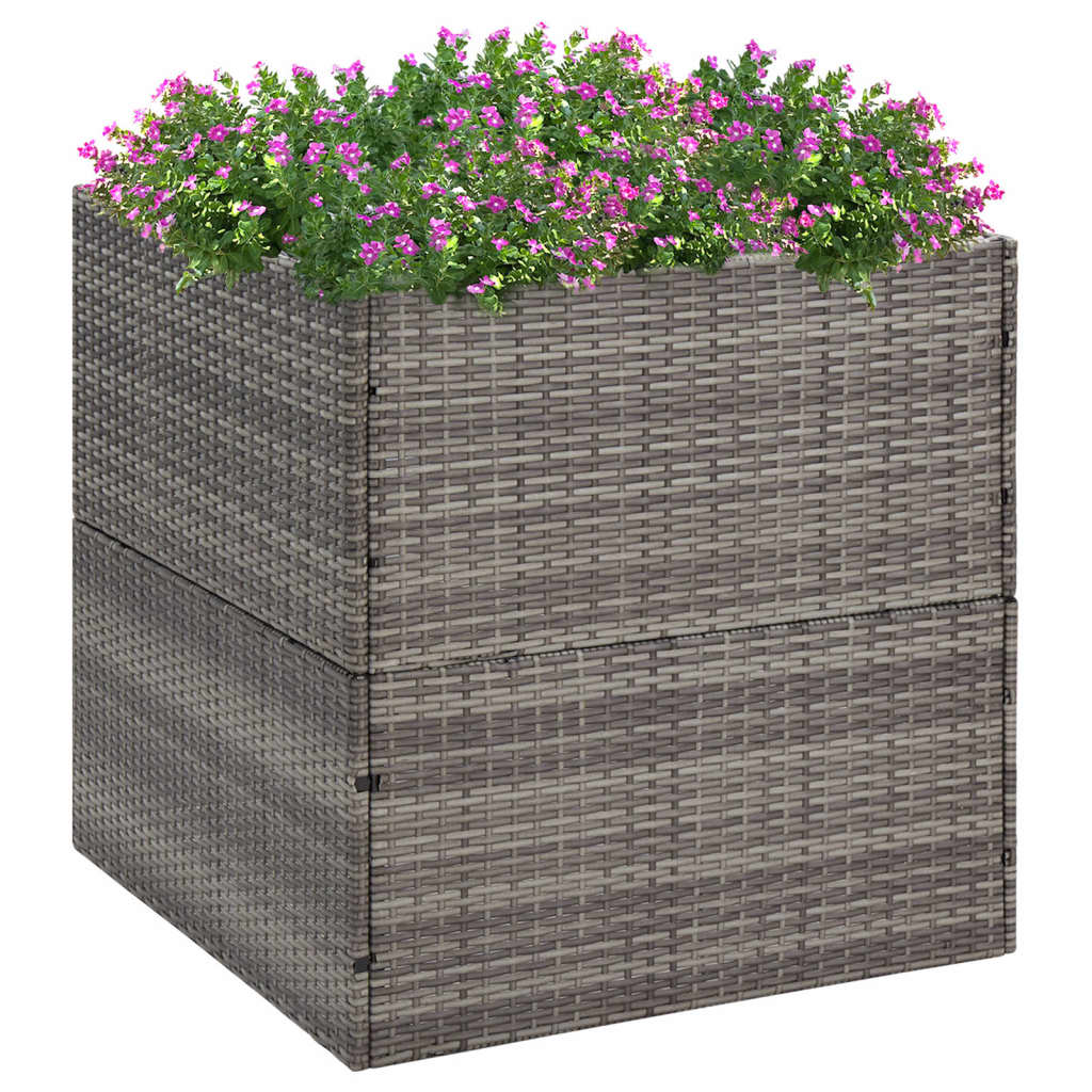 Garden Planter Grey 80x80x80 cm Poly Rattan - All Things Good