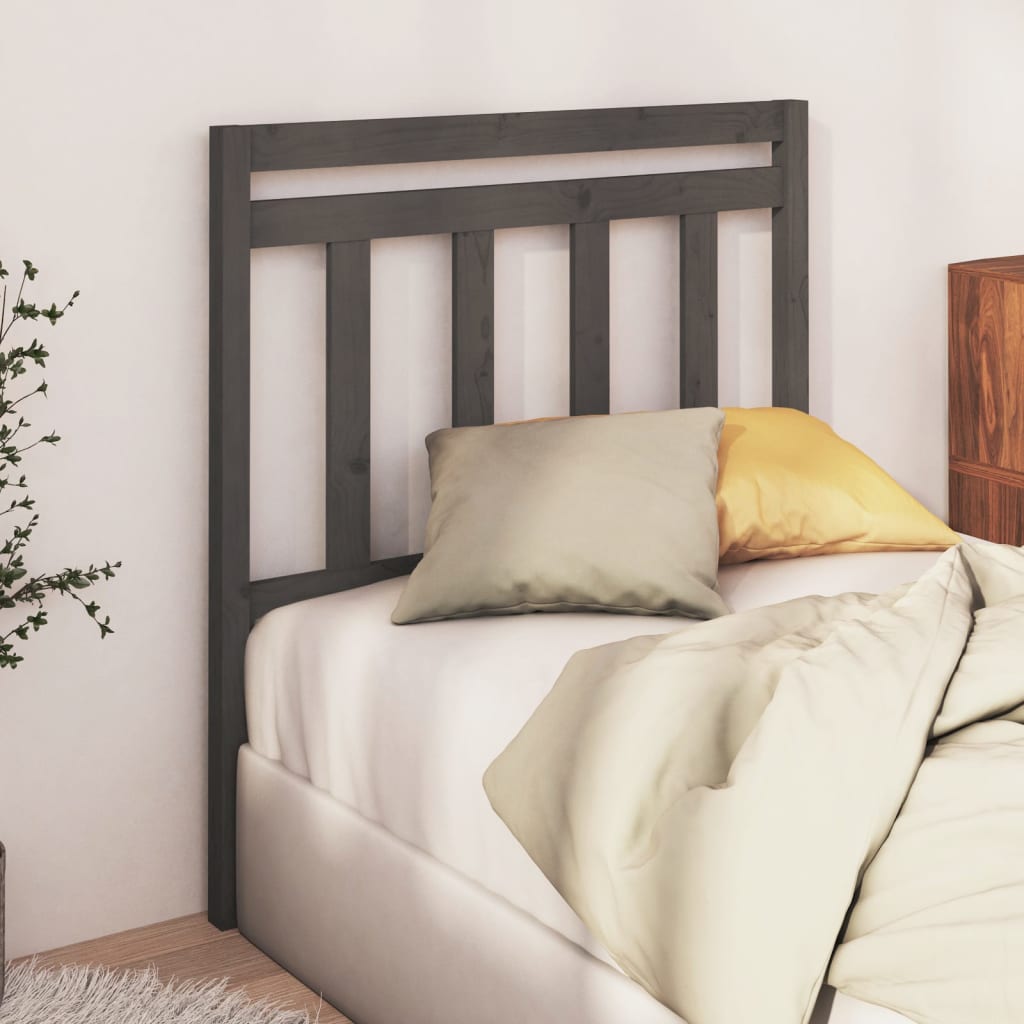 Bed Headboard Grey 81x4x100 cm Solid Wood Pine - R and M Furniture