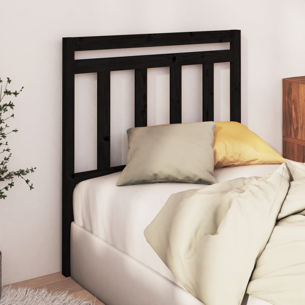 Bed Headboard Black 106x4x100 cm Solid Wood Pine - Sid & Sam