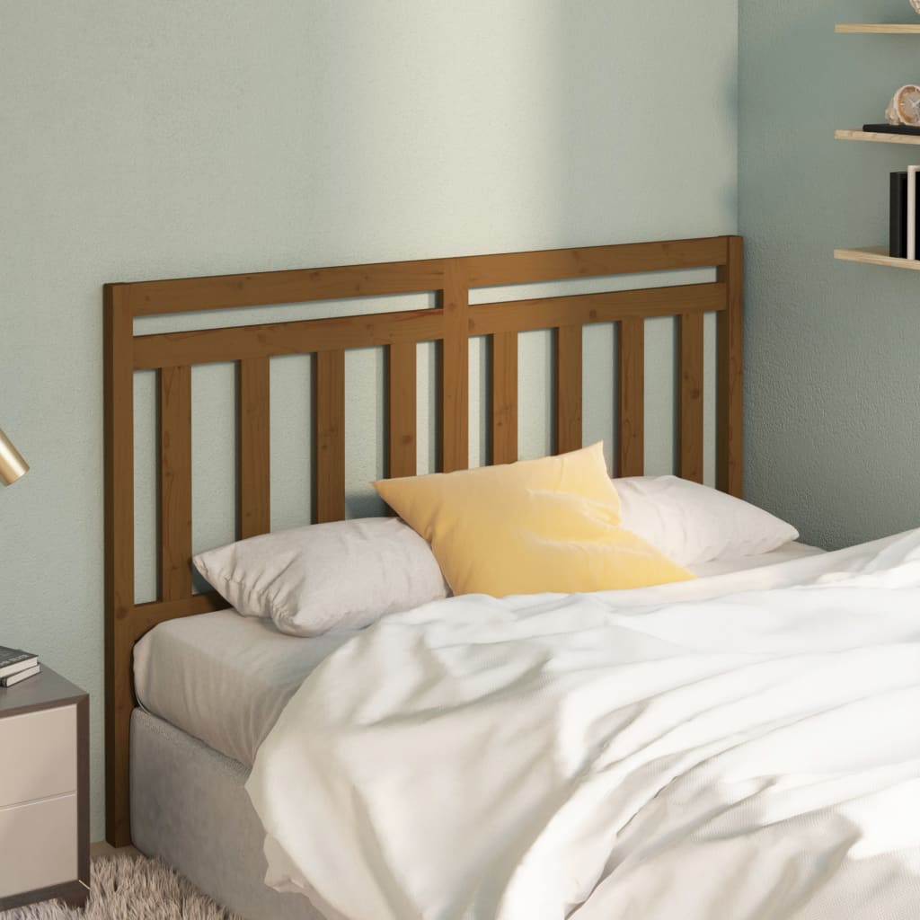Bed Headboard Honey Brown 126x4x100cm Solid Wood Pine - Design Hut