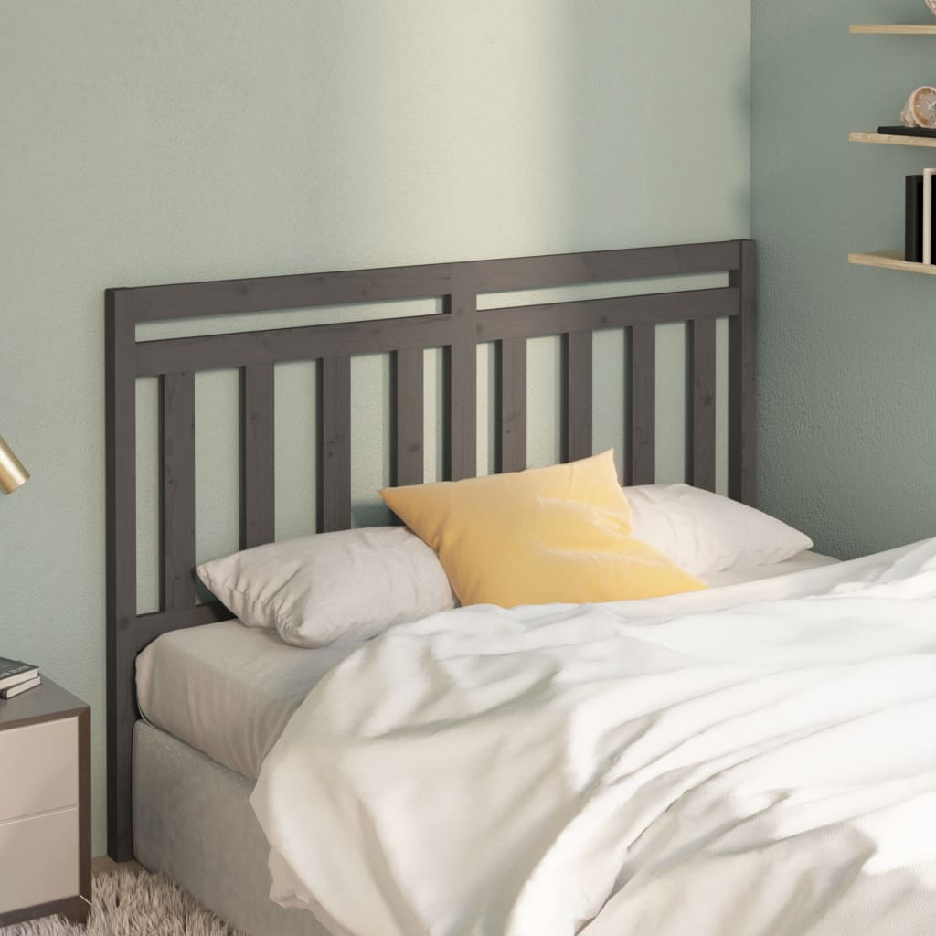 Bed Headboard Grey 156x4x100 cm Solid Wood Pine - Direct Imports