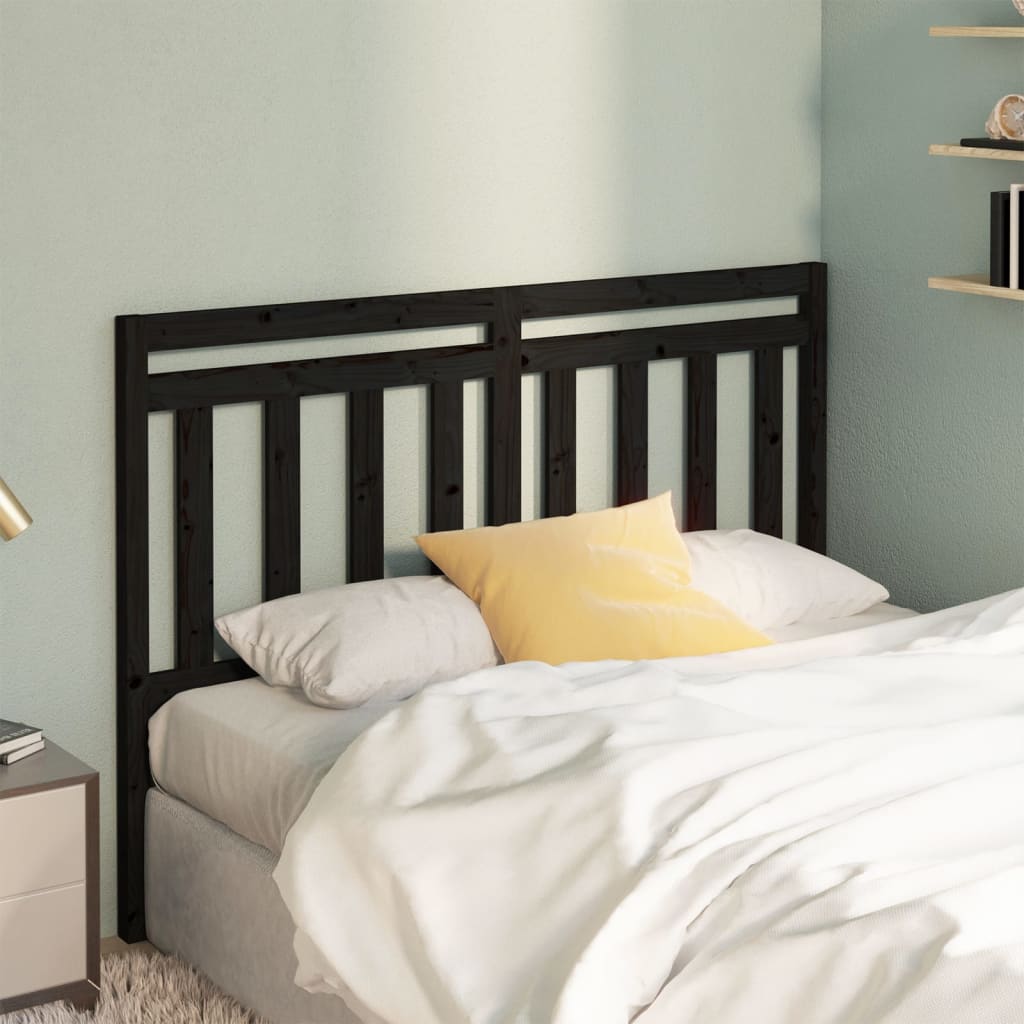 Bed Headboard Black 156x4x100 cm Solid Wood Pine - R and M Furniture