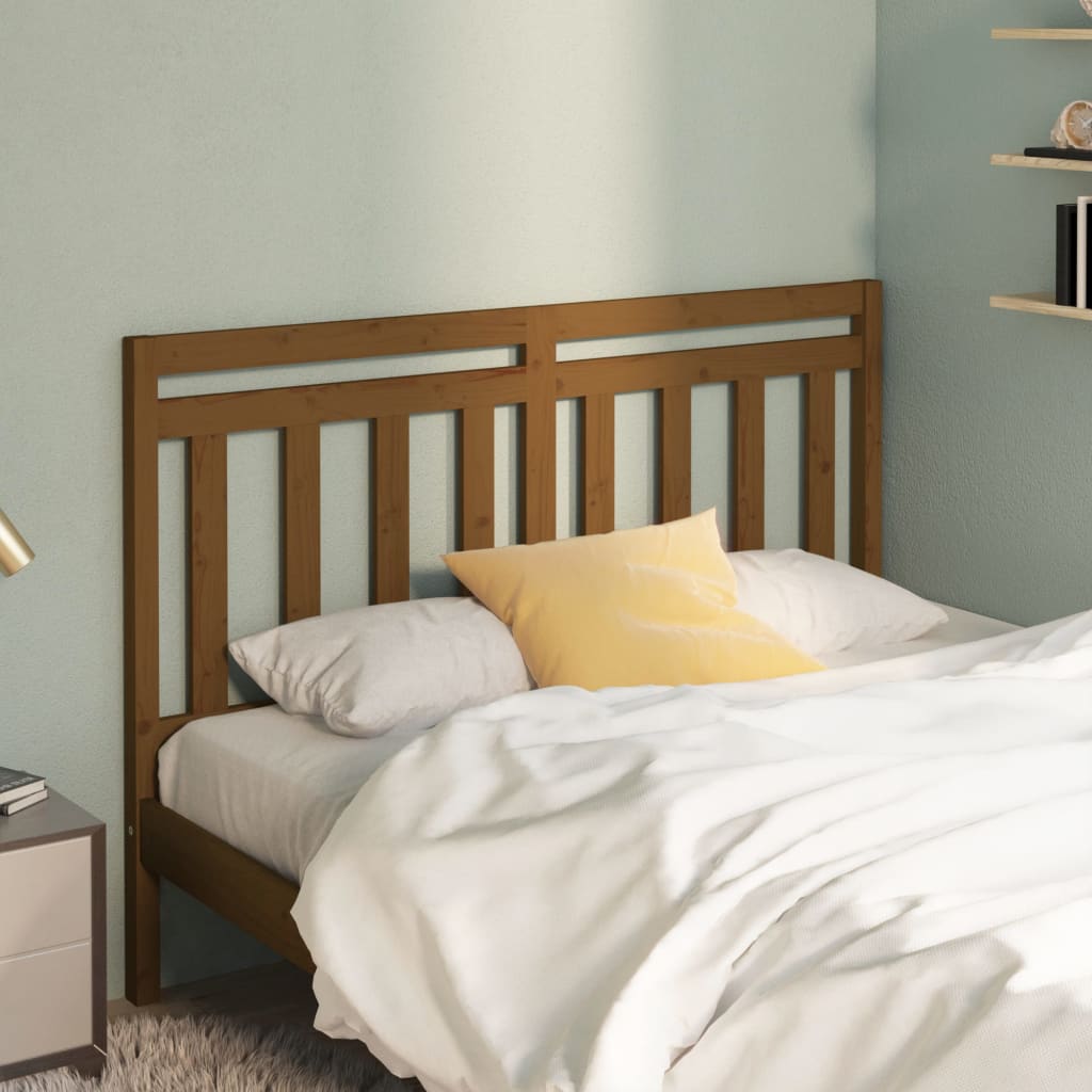 Bed Headboard Honey Brown 166x4x100 cm Solid Wood Pine - Decor Base