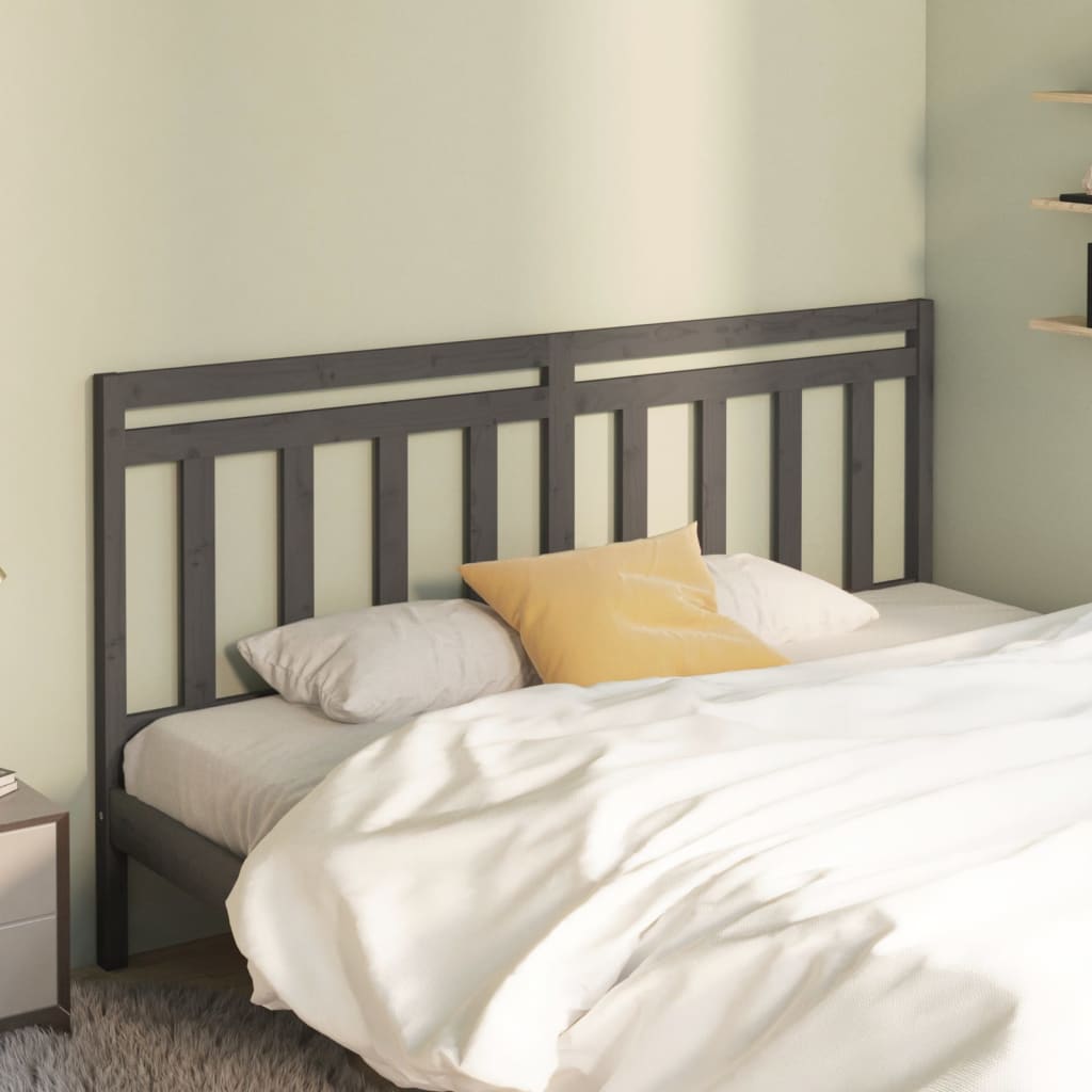 Bed Headboard Grey 186x4x100 cm Solid Wood Pine - Tyrell & Tyrell