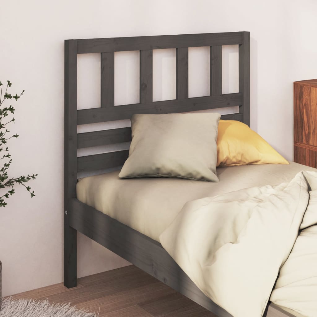 Bed Headboard Grey 81x4x100 cm Solid Wood Pine - Discount Dealers