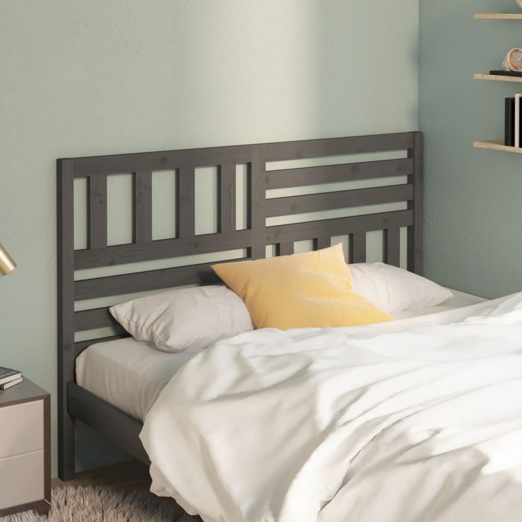 Bed Headboard Grey 141x4x100 cm Solid Wood Pine - Millennium Furniture