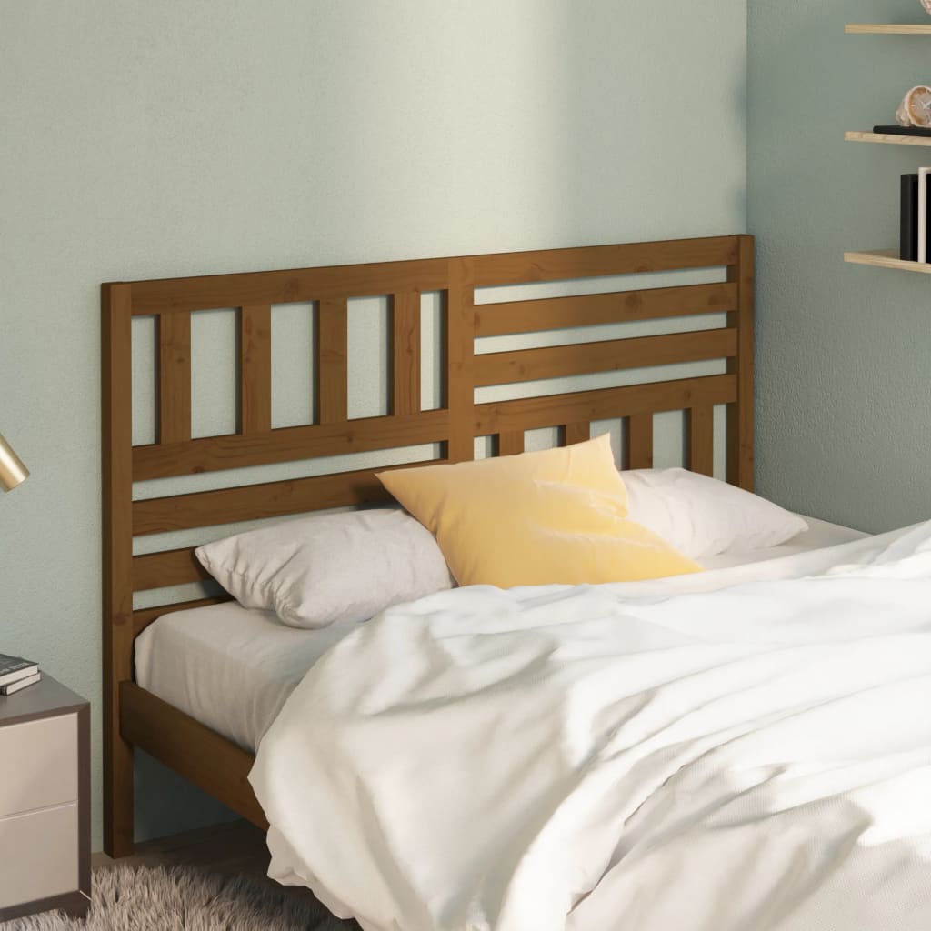 Bed Headboard Honey Brown 141x4x100cm Solid Wood Pine - Design Hut